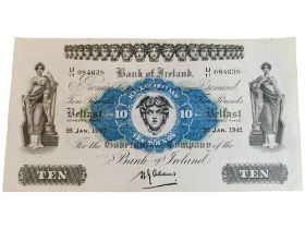 BANK OF IRELAND £10 BANKNOTE 26 JANUARY 1942 H.J.ADAMS