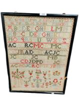 ANTIQUE SAMPLER ON FINE SACKCLOTH 1843