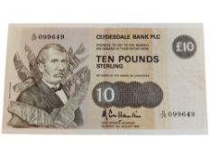 CLYDESDALE BANK £10 BANK NOTE - 5TH JANUARY 1983 - A.R.COLE HAMILTON