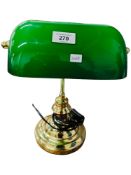 GREEN GLASS BANKERS LAMP
