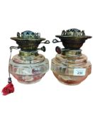 PAIR OF VICTORIAN OIL LAMPS PERFECT CONDITION