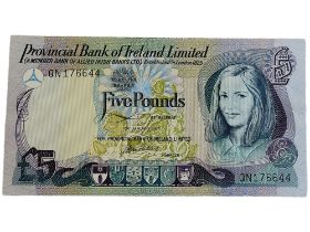 PROVINCIAL BANK OF IRELAND £5 BANKNOTE 1ST JANUARY 1977 J.G.MCCLAY