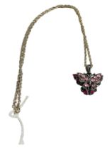 SILVER GEMSET BUTTERFLY PENDANT ON SILVER CHAIN