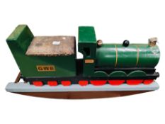 LARGE SOLID WOODEN TRAIN ROCKING SEAT