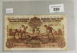CURRENCY COMMISSION BANK £5 PLOUGHMAN BANKNOTE 5.1.39