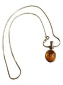SILVER AND AMBER NECKLACE