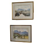 PAIR OF ECHLIN NEILL WATERCOLOURS LANDSCAPES 36 X 26CMS