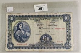 CENTRAL BANK OF IRELAND £10 LADY LAVERY BANKNOTE 2.12.76