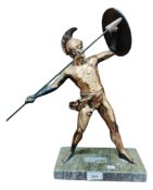 COPPER STYLE WARRIOR ON MARBLE BASE