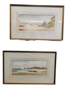 PAIR OF R CRESSWELL BOAK WATERCOLOURS DONEGAL 38 X 17CM
