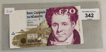 CENTRAL BANK OF IRELAND £20 BANKNOTES (VF) 11.7.95