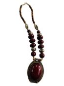 LARGE RED STONE BEADED NECKLACE