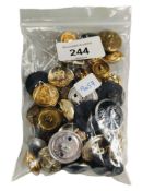 BAG OF OLD BUTTONS TO INCLUDE MILITARY