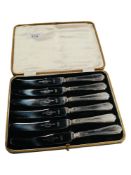 CASED SET OF SILVER HANDLED KNIVES