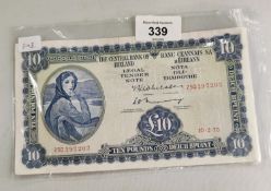 CENTRAL BANK OF IRELAND £10 LADY LAVERY BANKNOTE 10.2.75