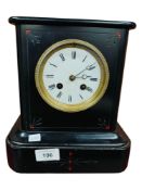 VICTORIAN SLATE AND MARBLE MANTLE CLOCK KEY AND PENDULUM