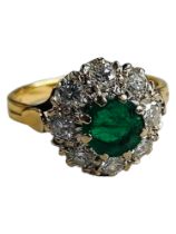 18 CARAT EMERALD AND DIAMOND RING (1 CARAT EMERALD AND 1.6 CARAT DIAMOND APPROX)