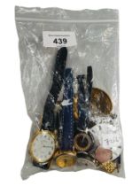 BAG OF WATCH PARTS AND VINTAGE WATCHES
