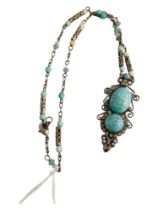 VINTAGE SILVER AND TURQUOISE NECKLACE