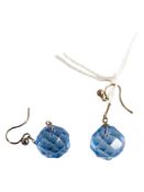 PAIR OF SILVER CRYSTAL BLUE EARRINGS