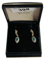 9 CARAT GOLD EMERALD AND DIAMOND EARRINGS