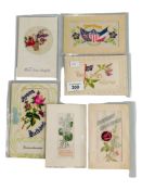 WORLD WAR 1 - 6 EMBROIDERED SILK POSTCARDS