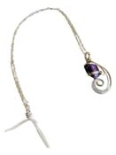 SILVER WIRED AMETHYST SET PENSANT ON SILVER CHAIN