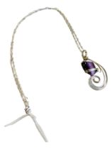 SILVER WIRED AMETHYST SET PENSANT ON SILVER CHAIN