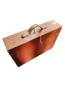 WOODEN SUITCASE WITH KEY & LEATHER HANDLE