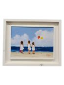 MICHELLE CARLIN - OIL ON BOARD - 3 GIRLS ON A BEACH