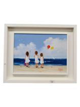 MICHELLE CARLIN - OIL ON BOARD - 3 GIRLS ON A BEACH