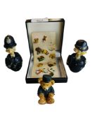 3 POLICE FIGURES & 11 COLLECTABLE BADGES