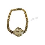 LADIES 9 CARAT GOLD WRIST WATCH ON GOLD STRAP 13G TOTAL