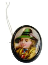 AUSTRIAN HAND PAINTED OVAL BROOCH