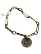 SILVER ALBERT BRACELET WITH 1904 25 CENT COIN