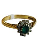 9 CARAT GOLD EMERALD & DIAMOND RING