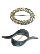 SILVER CELTIC BROOCH & 1 OTHER