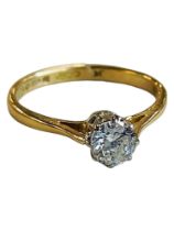 18 CARAT YELLOW GOLD DIAMOND SOLITAIRE RING