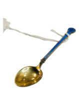 STERLING SILVER GILT ENAMEL SPOON BY DAVID-ANDERSON NORWAY