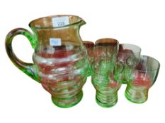 VINTAGE GREEN GLASS LEMONADE SET