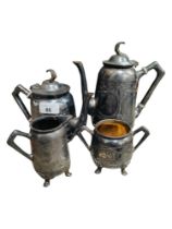 ANTIQUE ART NOVEAU 4 PIECE PLATED TEA SET