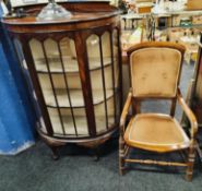 ANTIQUE CHINA DISPLAY CABINET & ANTIQUE CHAIR