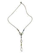 SILVER NECKLACE SET WITH MOTHER OF PEARL PERIDOT BLUE TOPAZ & AMETHYST