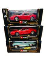 3 BOXED BURAGO LARGER SCALE MODEL CARS