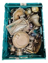 CRATE OF SILVER PLATE