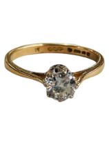 18 CARAT YELLOW GOLD DIAMOND SOLITAIRE RING