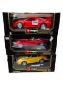 3 BOXED BURAGO LARGER SCALE MODEL CARS