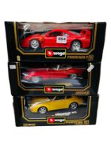 3 BOXED BURAGO LARGER SCALE MODEL CARS