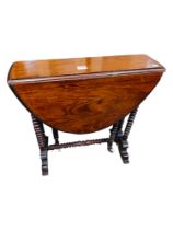 SMALL VICTORIAN DROP LEAF BOBBIN LEG TABLE