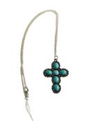 TURQUOISE SET CROSS ON SILVER CHAIN